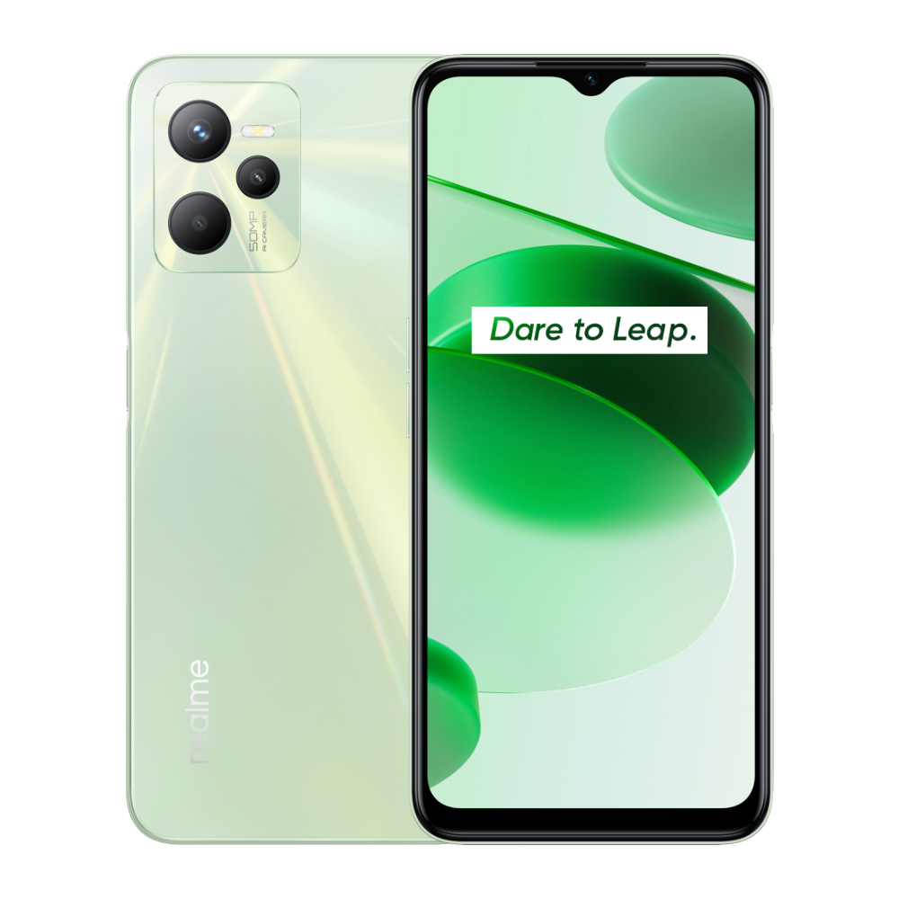 Realme C35 Front Back Glowing Green