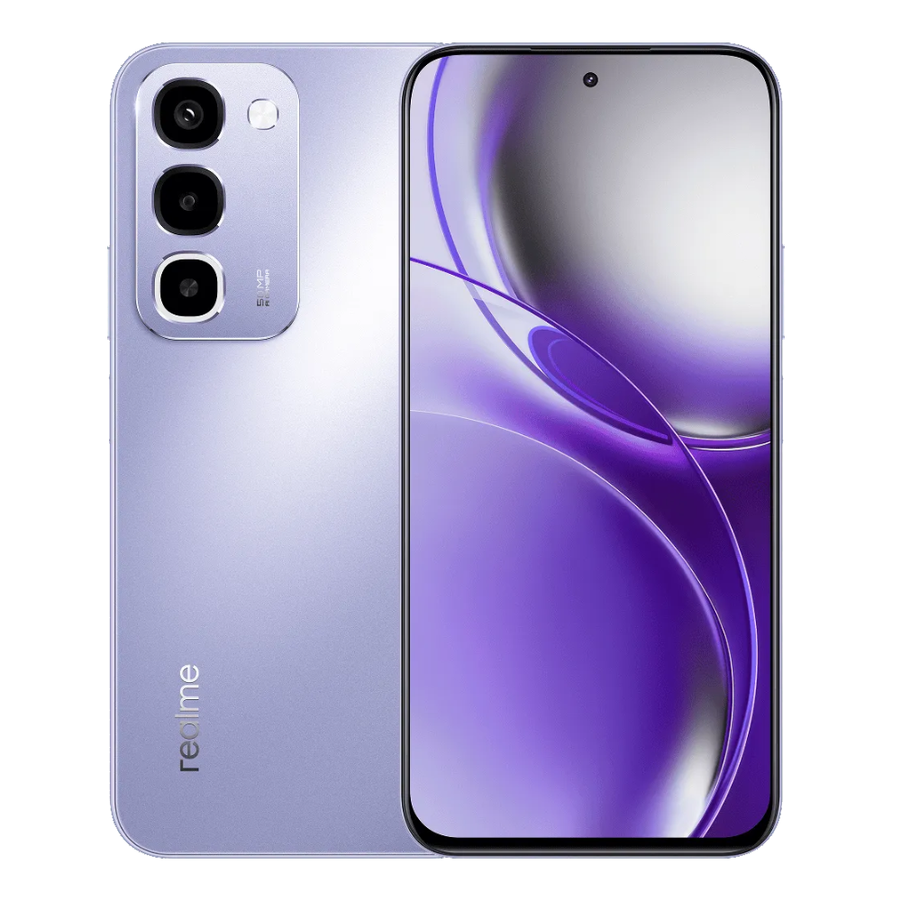 Realme P4R 5G Front and Back in Lavender Glare