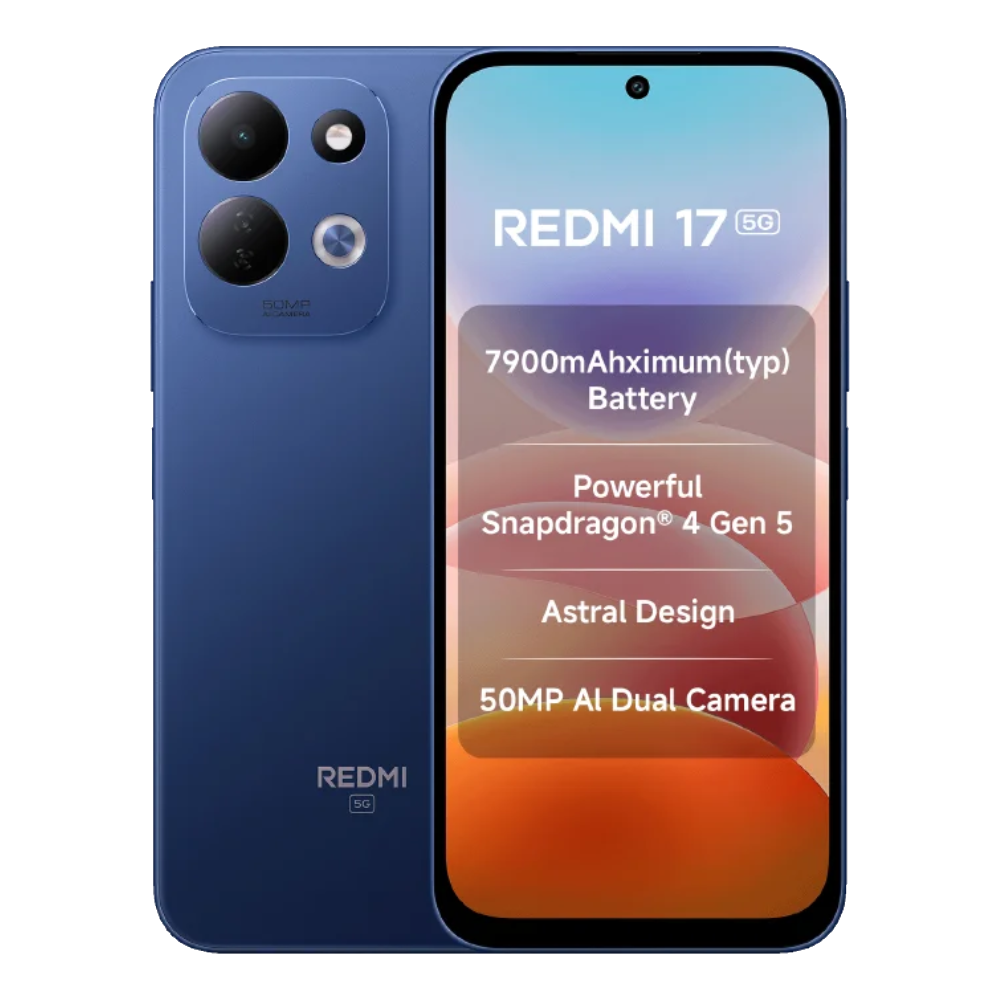 Redmi 17 5G Endless Blue Front and Back View