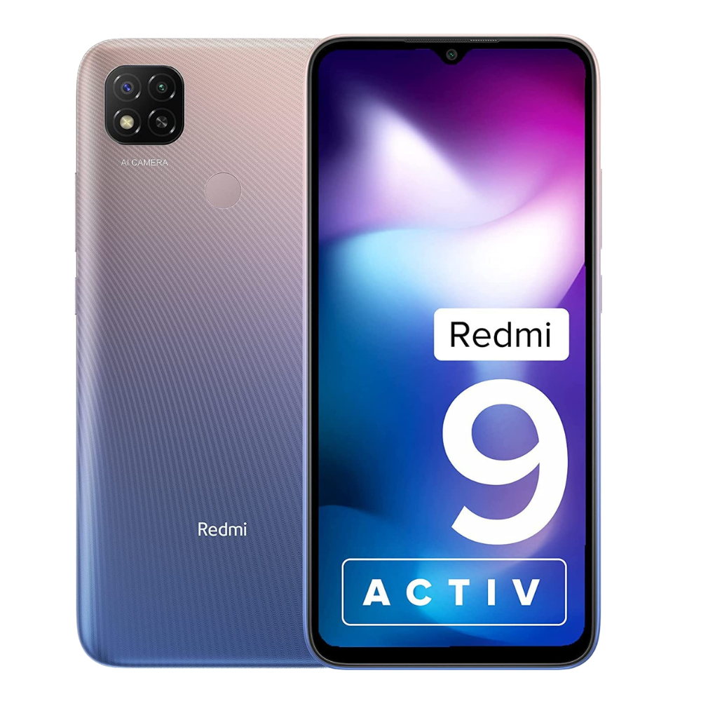 Redmi 9 Activ front and back in Metallic Purple