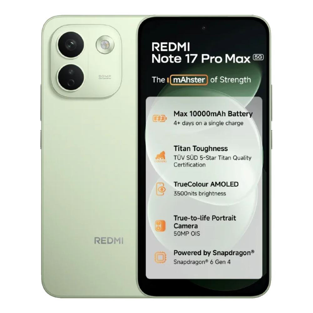 Redmi Note 17 Pro Max Matcha Green Front and Back View