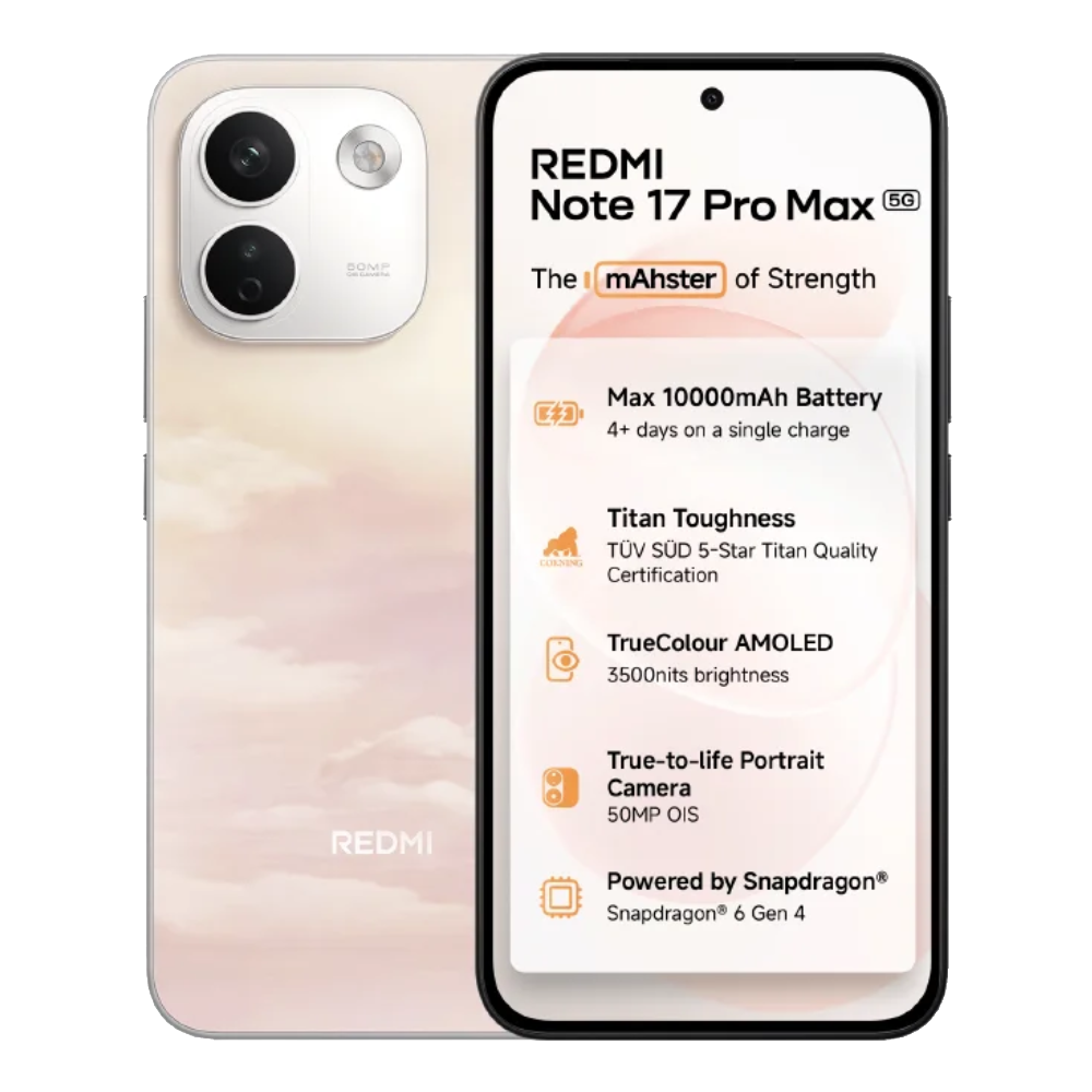 Redmi Note 17 Pro Max Secret Sunrise Front and Back View