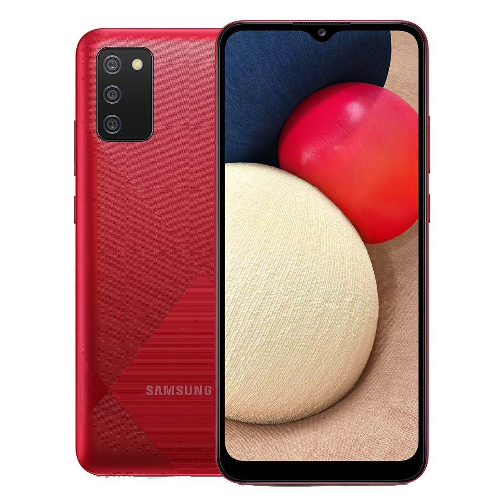 Samsung Galaxy A02s Red Front and Back