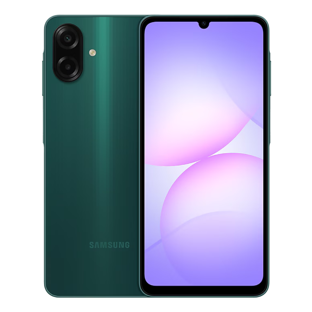 Samsung Galaxy A07s Green Front and Back View