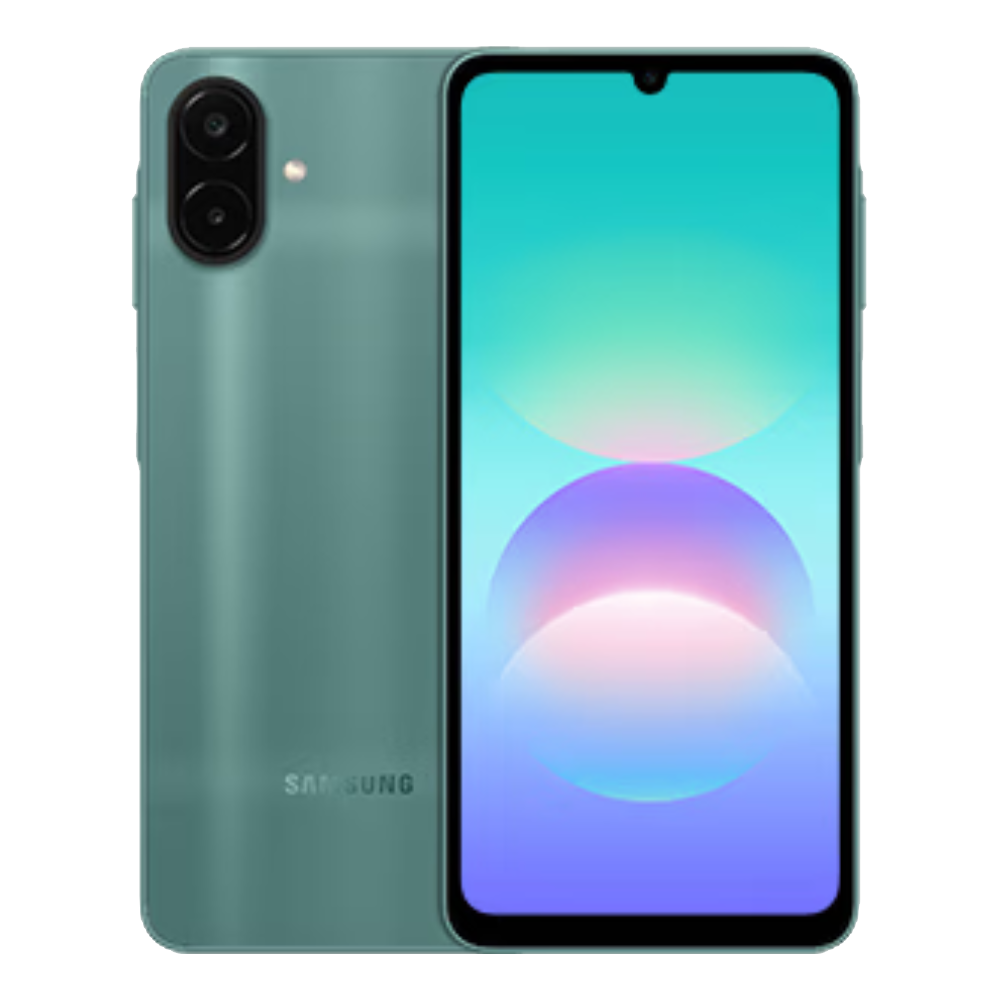 Samsung Galaxy A08 Green Front and Back View