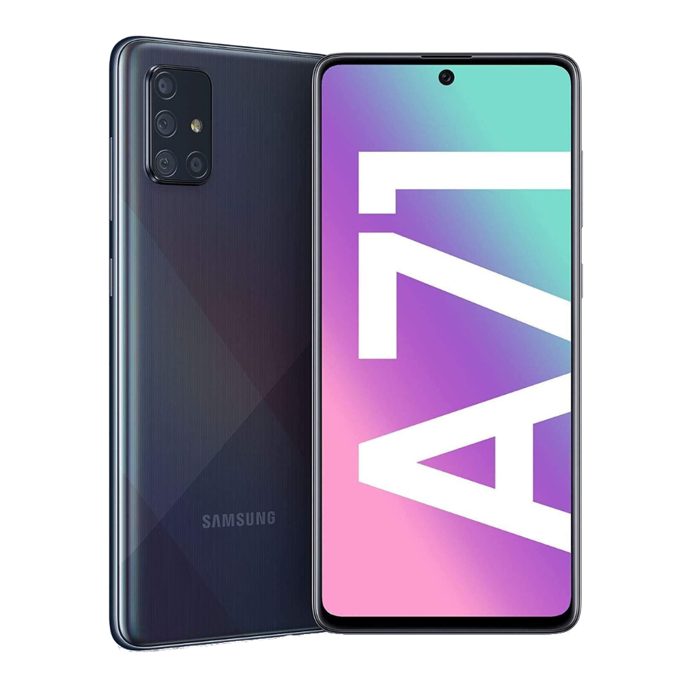 Samsung Galaxy A71 Prism Crush Black Front and Back