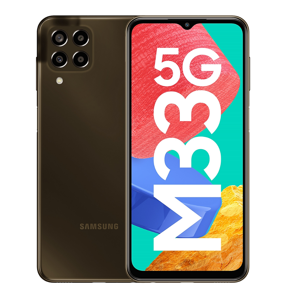 Samsung Galaxy M33 5G front back Emerald Brown 