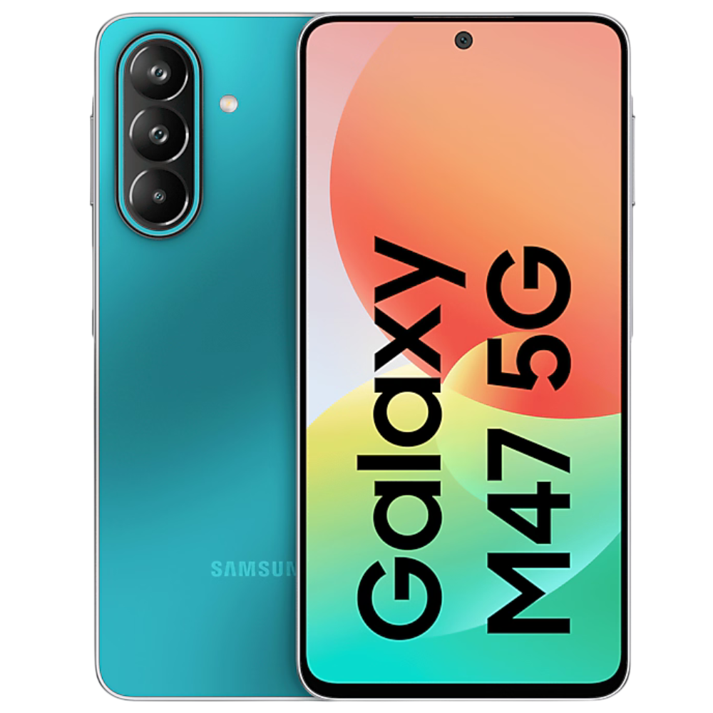 Samsung Galaxy M47 Blaze Blue Front and Back View