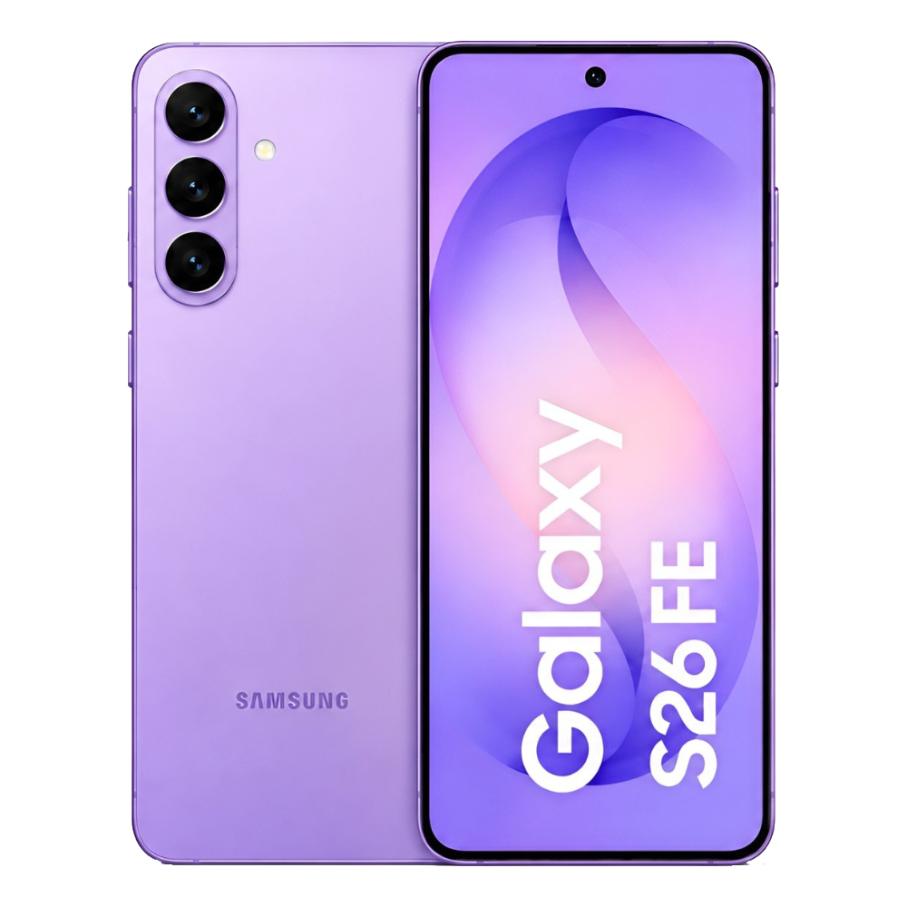 Samsung Galaxy S26 FE Front and Back in Purple