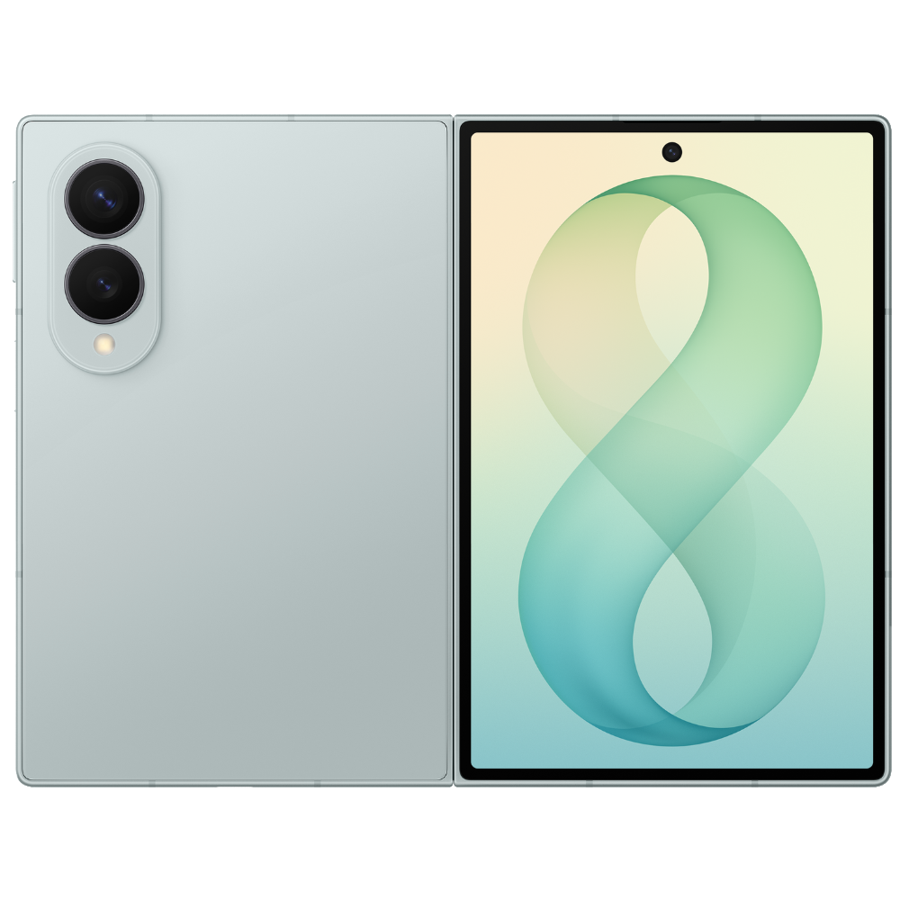 Samsung Galaxy Z Fold 8 Front and back in Pistachio