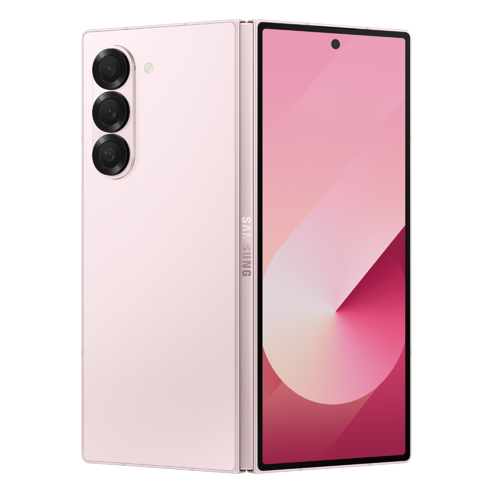 Samsung Galaxy Z Fold 6 front and back in Pink