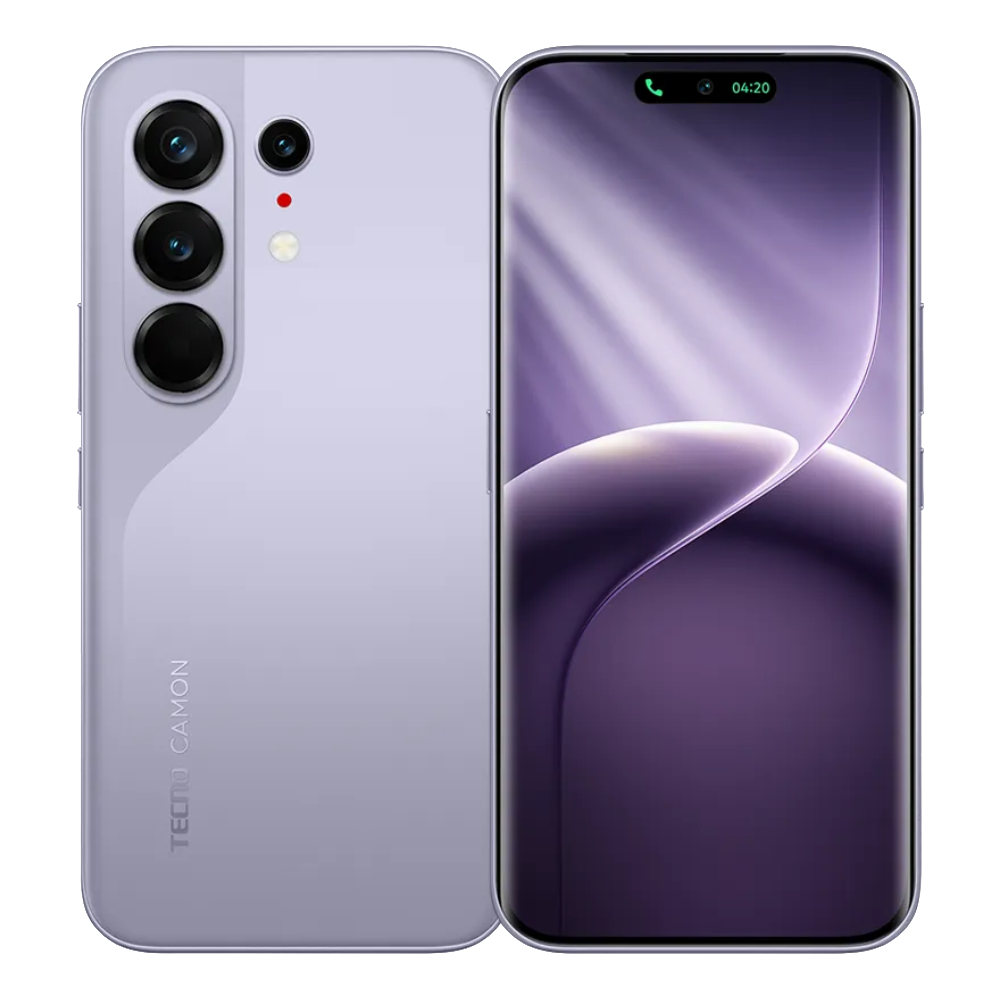 Tecno Camon 50 Ultra front and back in Misty Purple