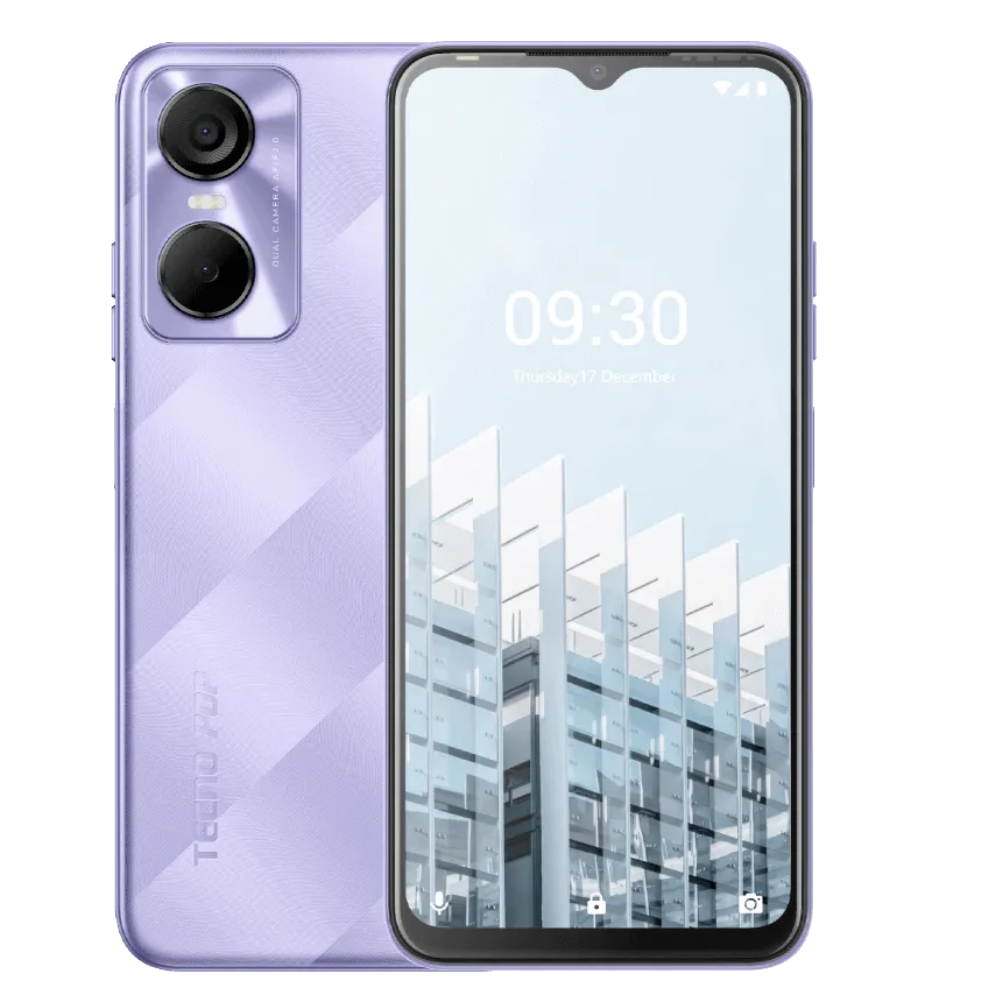 Tecno Pop 6 Pro front back 7°Purple