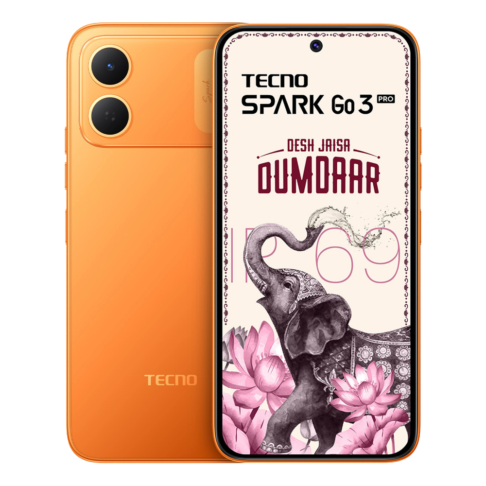 Tecno Spark Go 3 Pro Sunrise Orange Front and Back View
