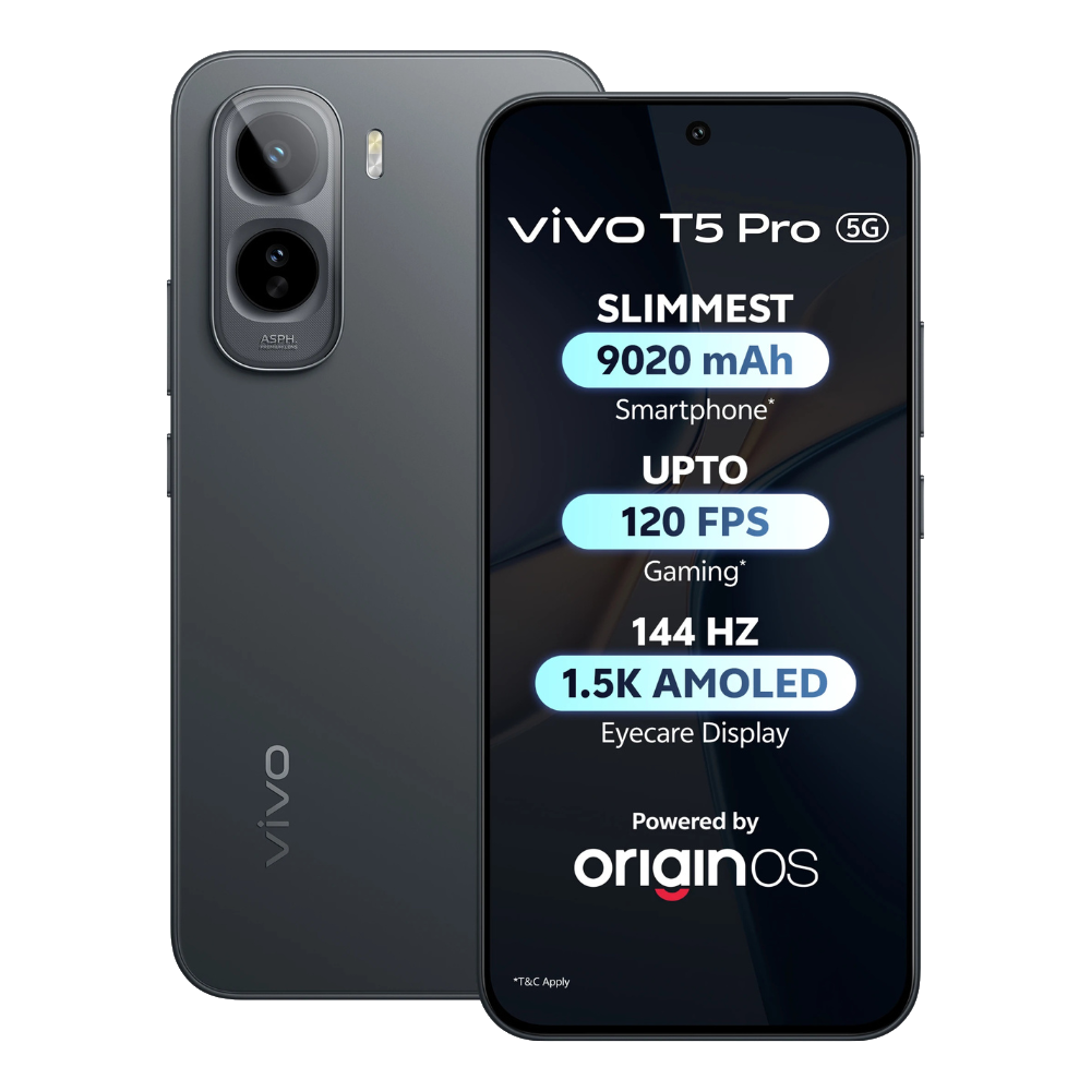 Vivo T5 Pro front and back in Cosmic Black