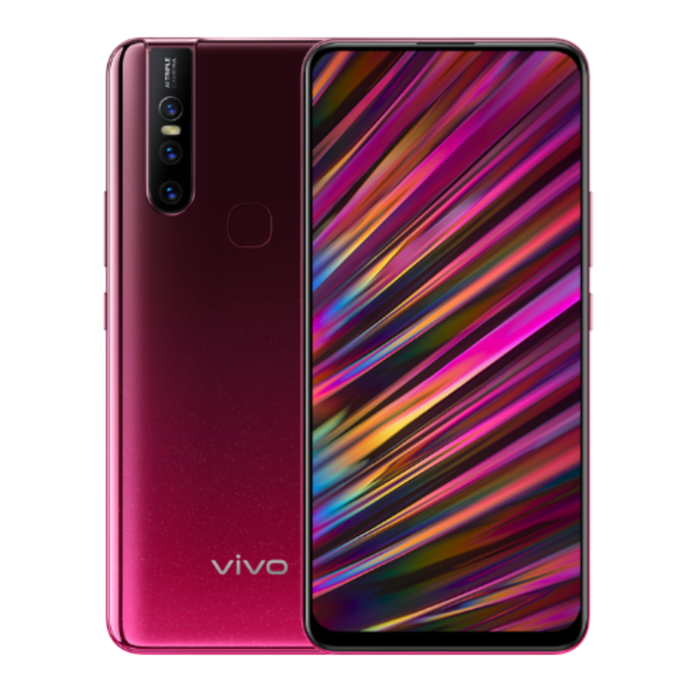 Vivo V15 front and back in Glamour Red