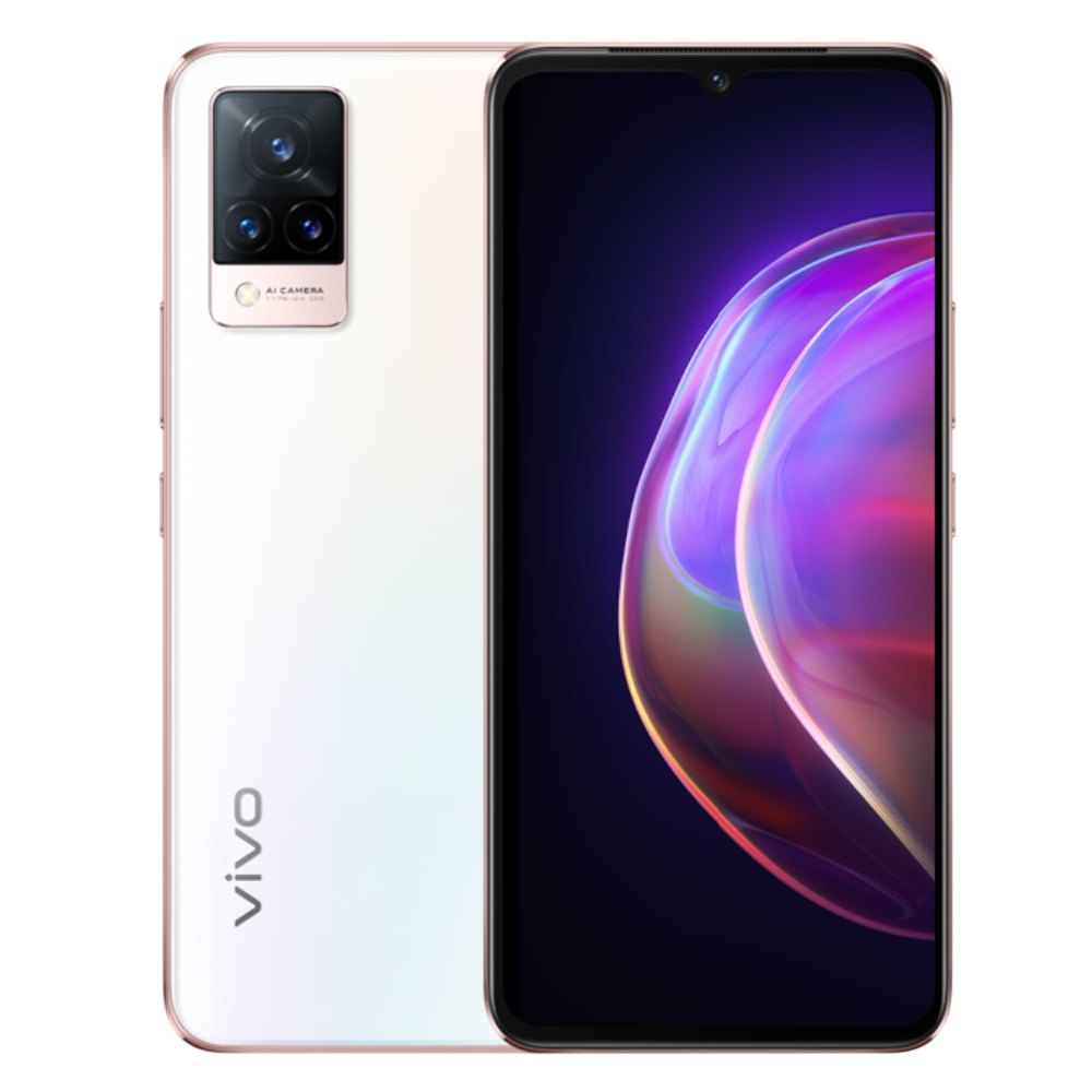 Vivo V21 Arctic White Front and Back