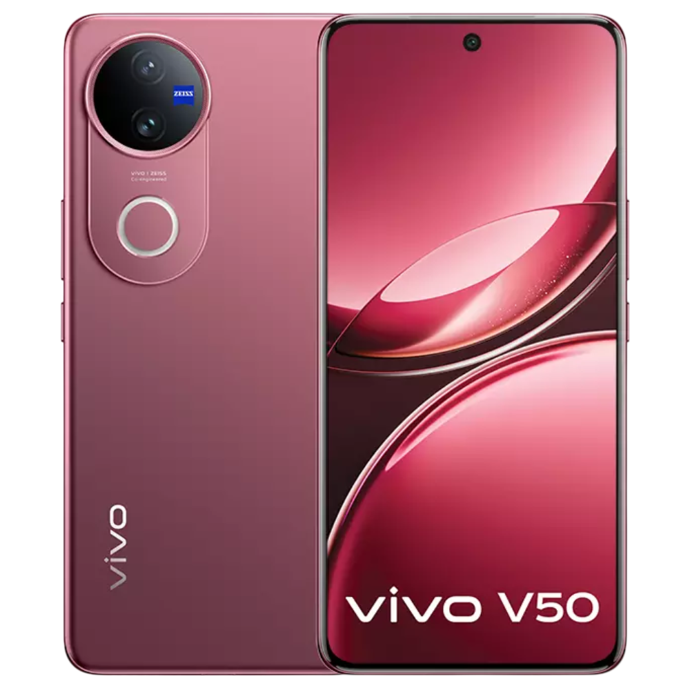 Vivo V50 Rose Red Front and Back View
