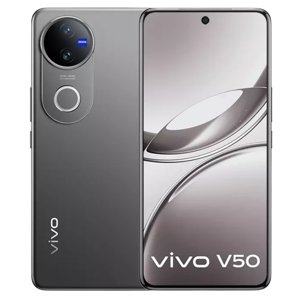 Vivo V50 Titanium Grey Front and Back View