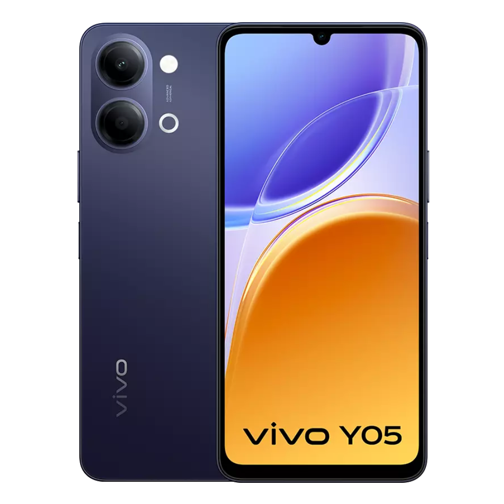 Vivo Y05 Midnight Blue Front and Back