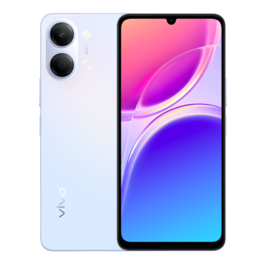 Vivo Y05 front and back in Haze Blue