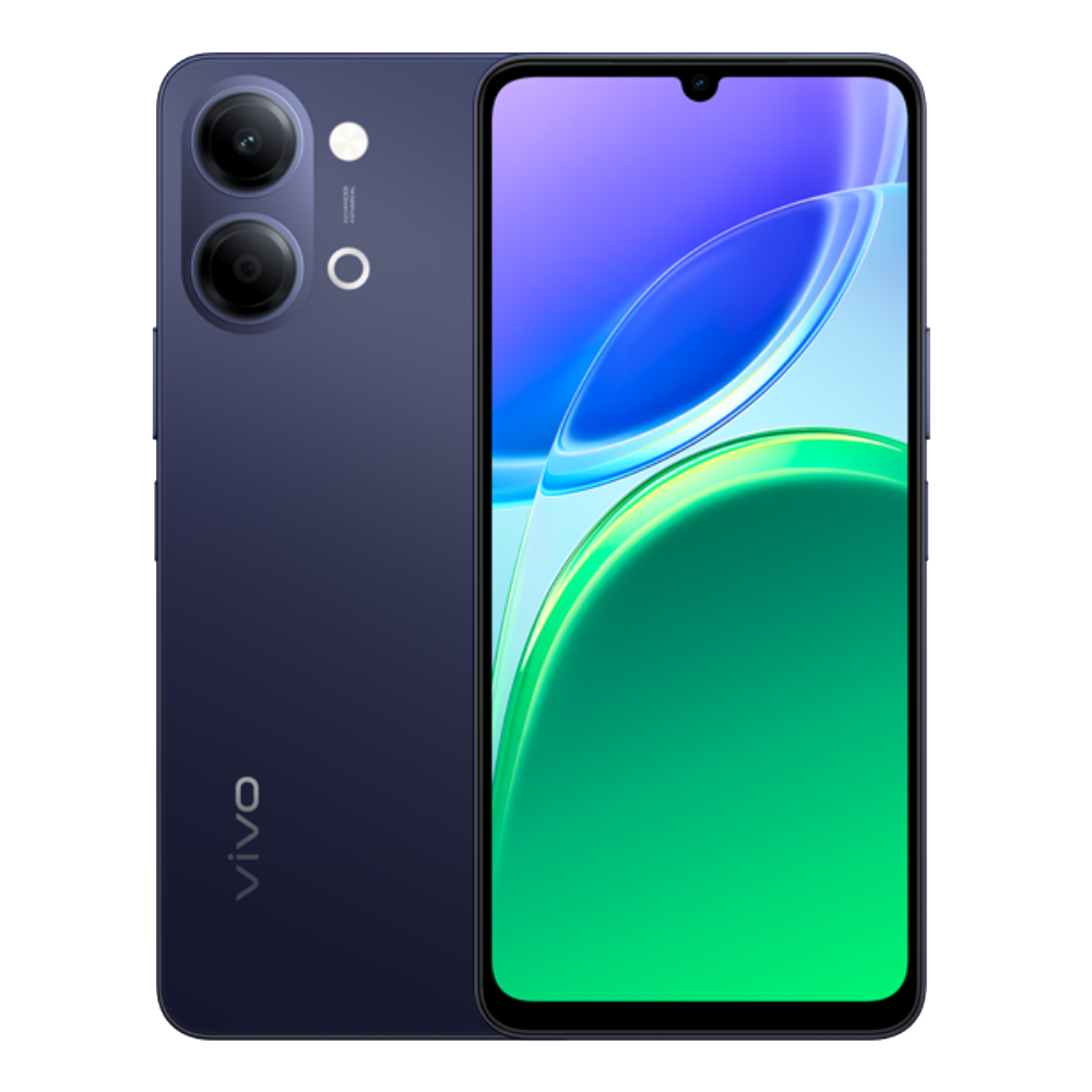 Vivo Y05 front and back in Voyage Black