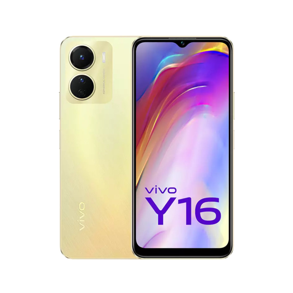 Vivo Y16 Drizzling Gold Front and Back