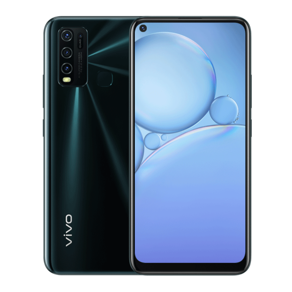 Vivo Y30 Front and Back Emerald Black