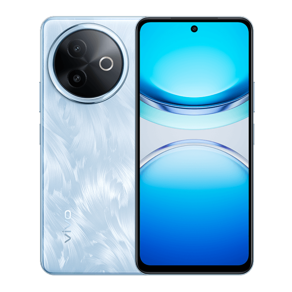 Vivo Y300i front and back in Rime Blue