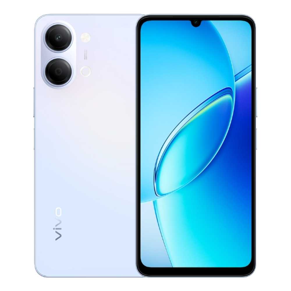 Vivo Y6e Front and Back in Sunset Blue