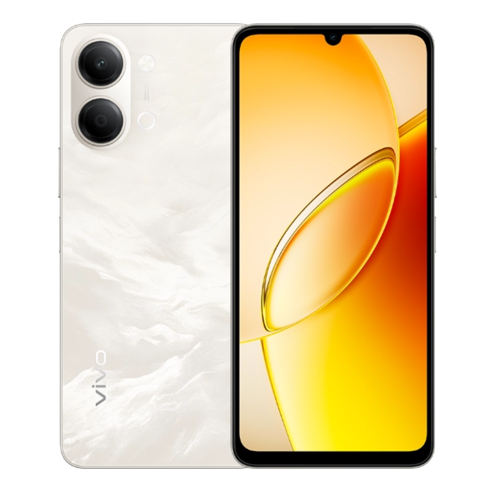 Vivo Y6t front and back in Clouds White